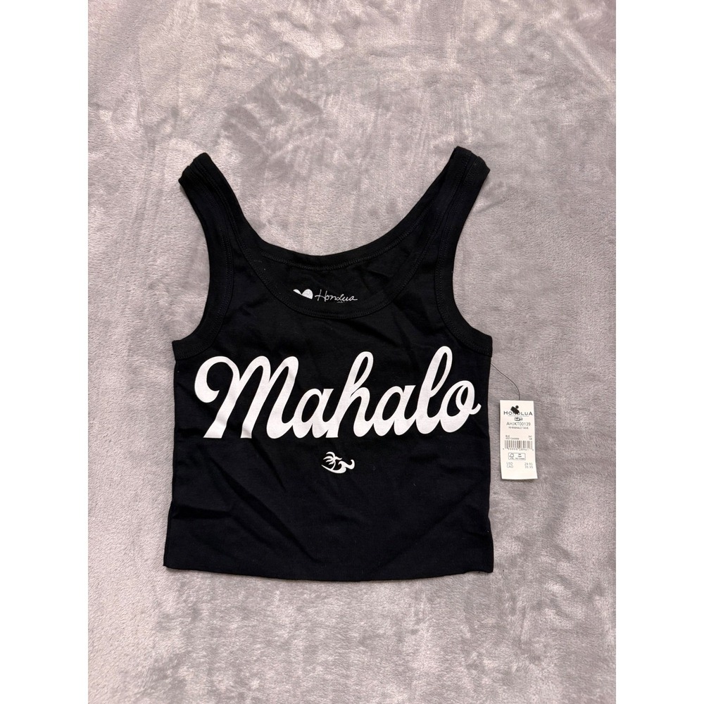 Honolua Surf Co Hi-Mahalo Tank Top Womens Small Black Graphic AHJKT00139